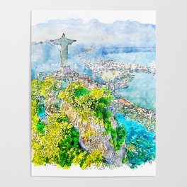 Rio de Janeiro Watercolor Poster
