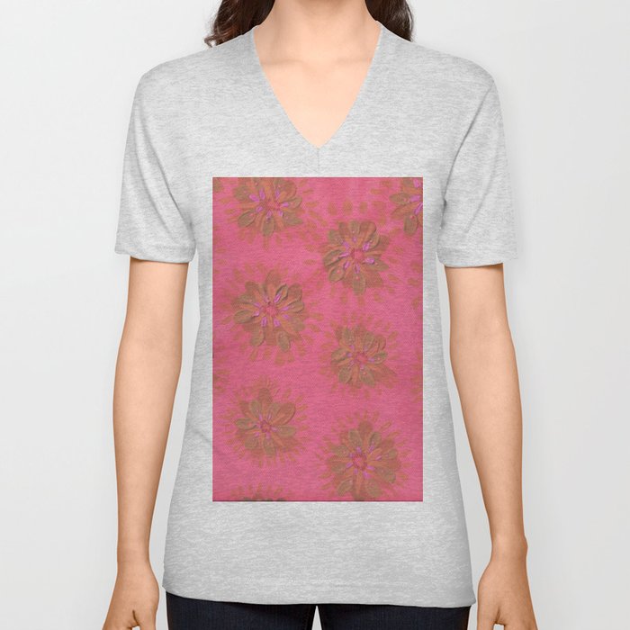 Cranberry Petal Rose V Neck T Shirt
