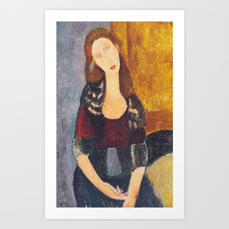 Jeanne Hebuterne Woman Portrait By Amedeo Modigliani Art Print By Vintage Archive Society6