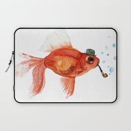 Goldfish with pipe and hat Laptop Sleeve