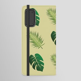 Pattern with leaves and yellow background Android Wallet Case