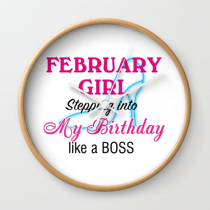 February Girl Birthday Wall Clock