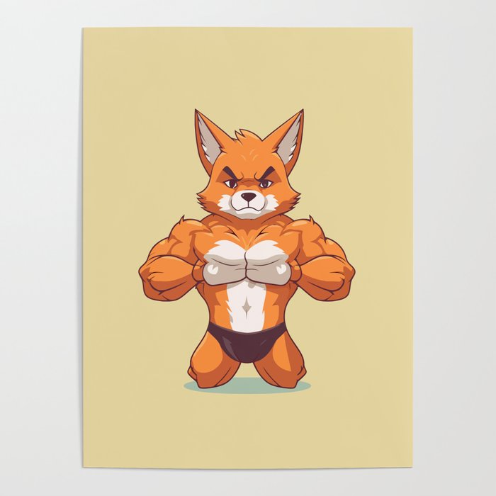 Cute Bodybuilder Fox Poster