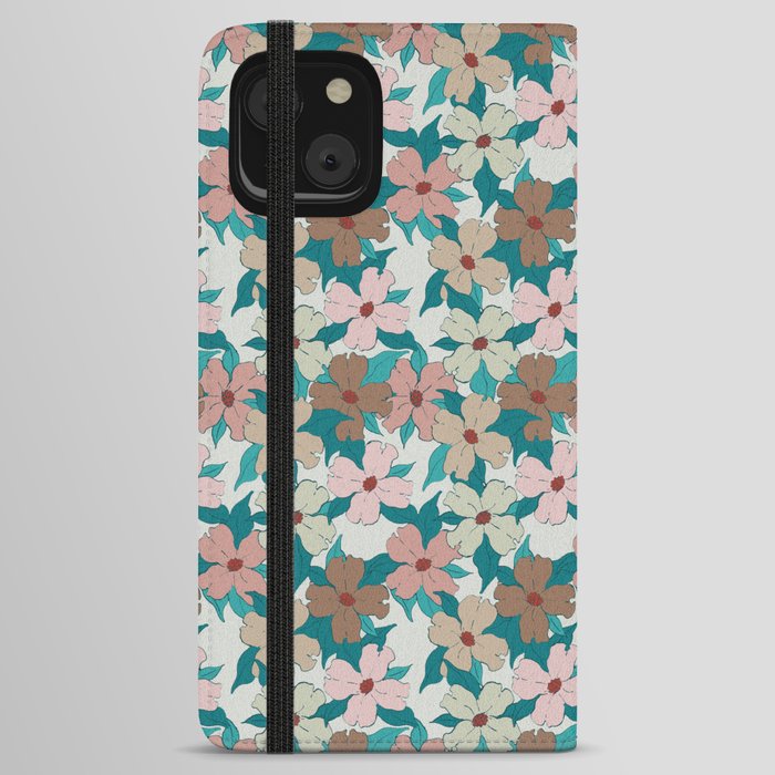 teal green and ecru dogwood symbolize rebirth and hope iPhone Wallet Case