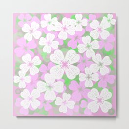 70’s Desert Flowers Pink on Pink Metal Print