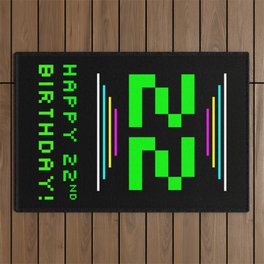 [ Thumbnail: 22nd Birthday - Nerdy Geeky Pixelated 8-Bit Computing Graphics Inspired Look Outdoor Rug ]