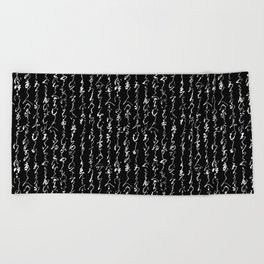 Ancient Japanese Calligraphy // Black Beach Towel