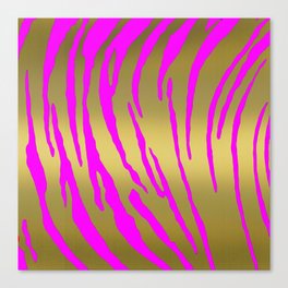 Gold Tiger Stripes Pink Canvas Print