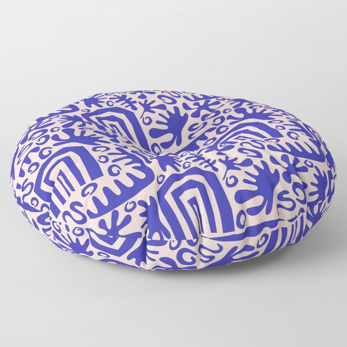 Seamless pattern abstract blue shape Floor Pillow