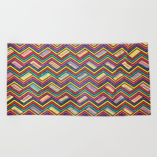 Seamless Colorful Geometric Pattern XVII Beach Towel