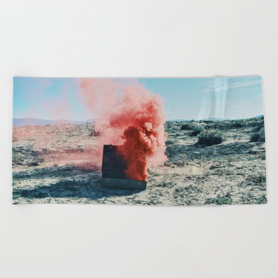 PINK SMOKE - SUIT CASE Beach Towel