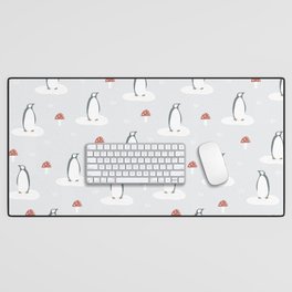 Penguin Mushroom Nordic Christmas Pattern Desk Mat