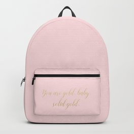 Solid Gold Glitter Text on Pink Backpack