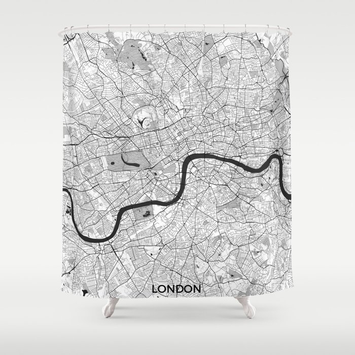 London Map Gray Shower Curtain