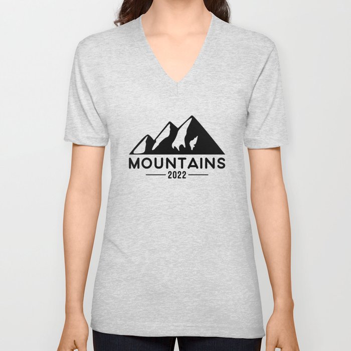 Mountains 2022, Hiking, Climbing. V Neck T Shirt