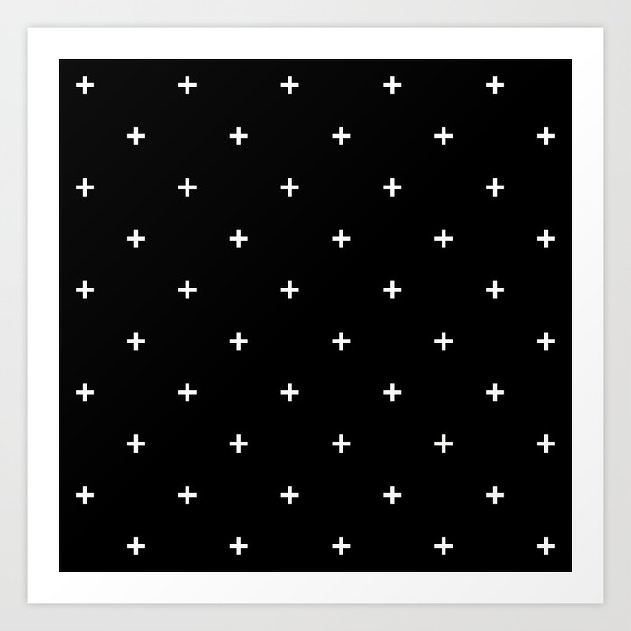Black and White Swiss Cross Pattern (ix 2021) Art Print