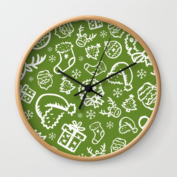XMAS Green Pattern / Part Two Wall Clock