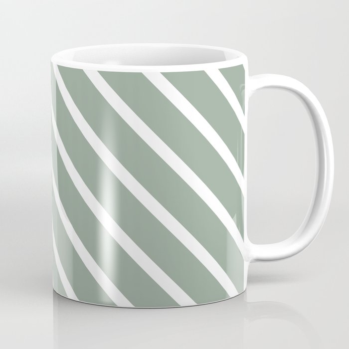 White Sage Diagonal Stripes Coffee Mug