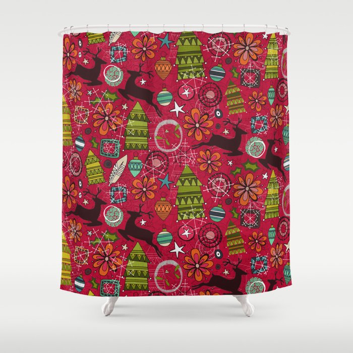 joyous jumble red Shower Curtain