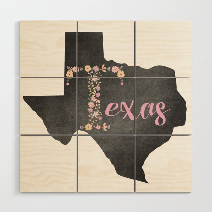 Texas Floral State Wood Wall Art