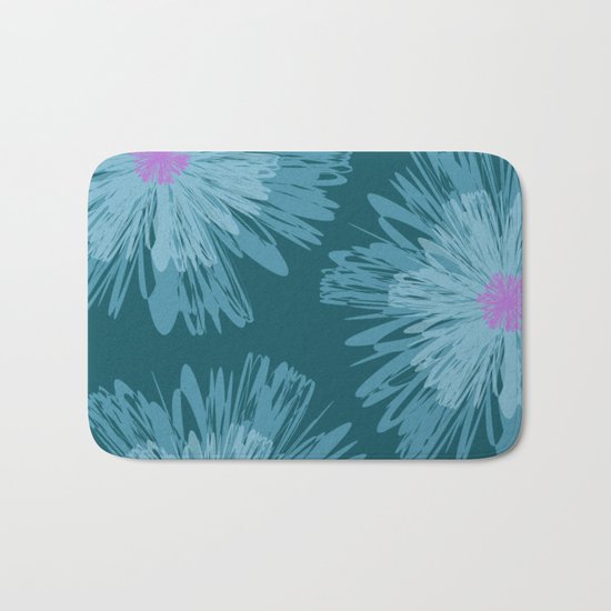Big Blue Flowers Bath Mat