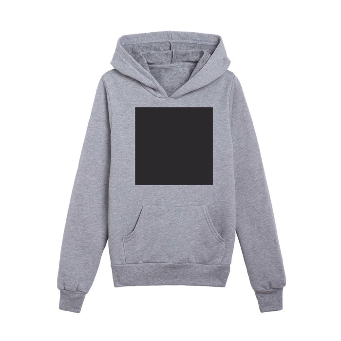 Dark Gray Solid Color Pantone Jet Black 19-0303 TCX Shades of Black Hues Kids Pullover Hoodie