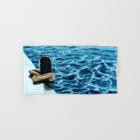girl in the pool Hand & Bath Towel