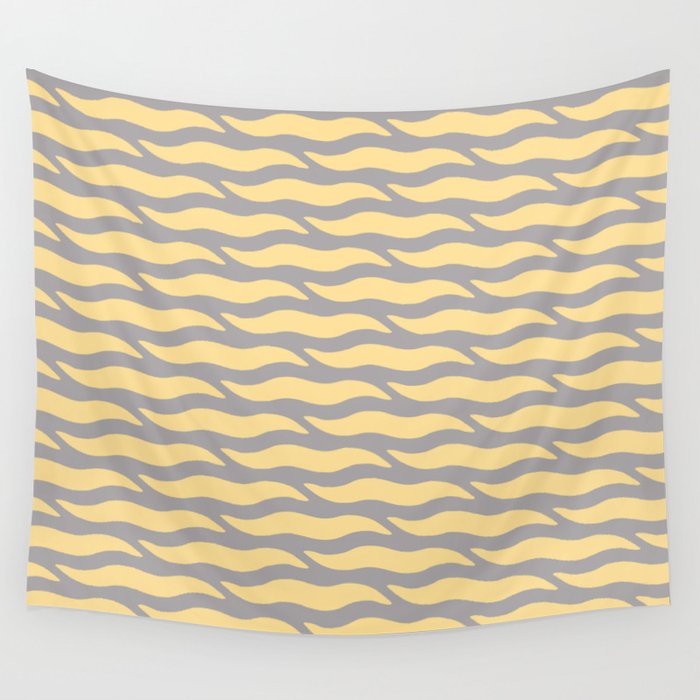 Tiger Wild Animal Print Pattern 358 Yellow and Gray Wall Tapestry