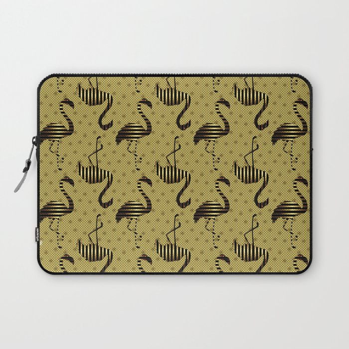 Golden Flamingo on Scalloped Metal Laptop Sleeve