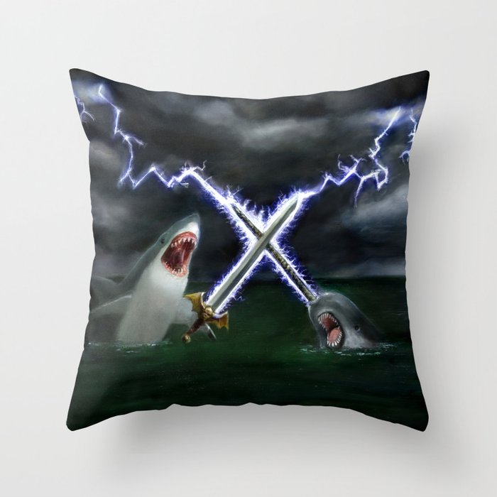 Shark vs. Narwhal  Throw Pillow