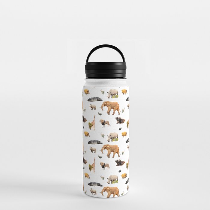 African Savanna Wildlife Pattern Water Bottle