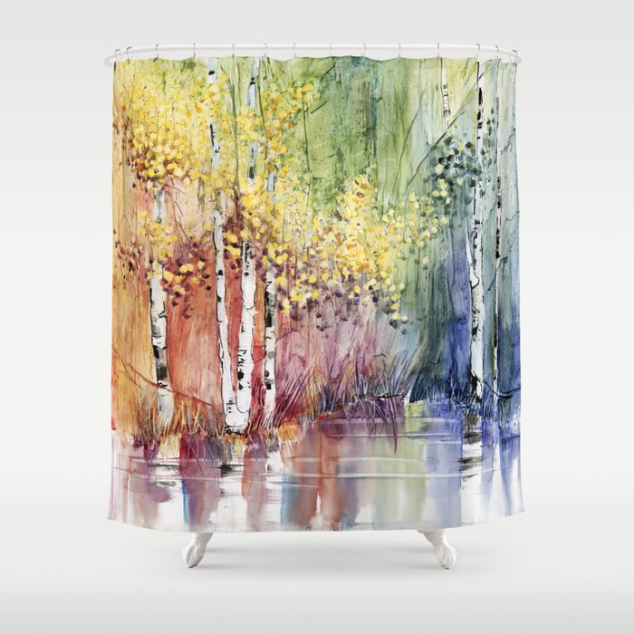 4 Season watercolor collection - summer Shower Curtain