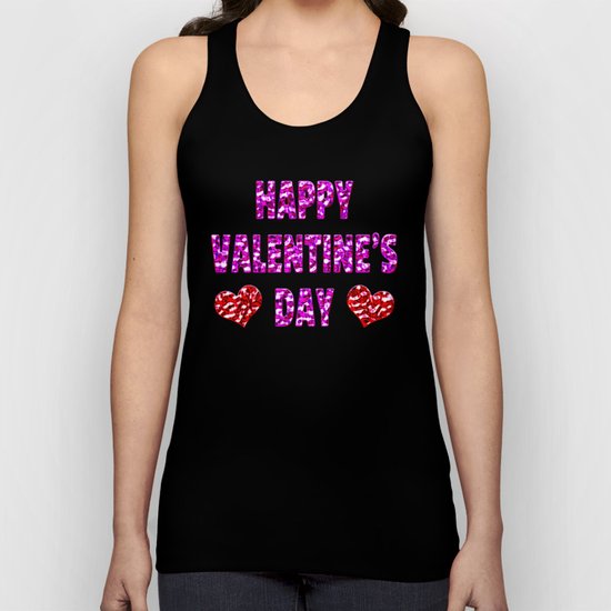 Happy Valentine's Day Metal Pink and Red Letters Unisex Tank Top