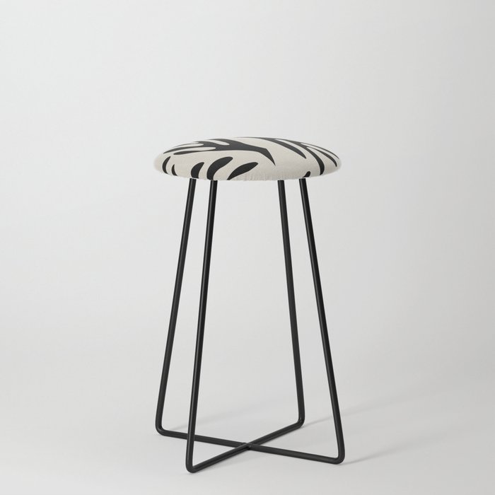 Ailanthus Cutouts Abstract Pattern Black and Cream Counter Stool