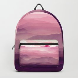 Ultra Violet Day Backpack | Maroon, Nature, Dream, Ethereal, Digital, Red, Mountains, Abstract, Contemporary, Watercolor 