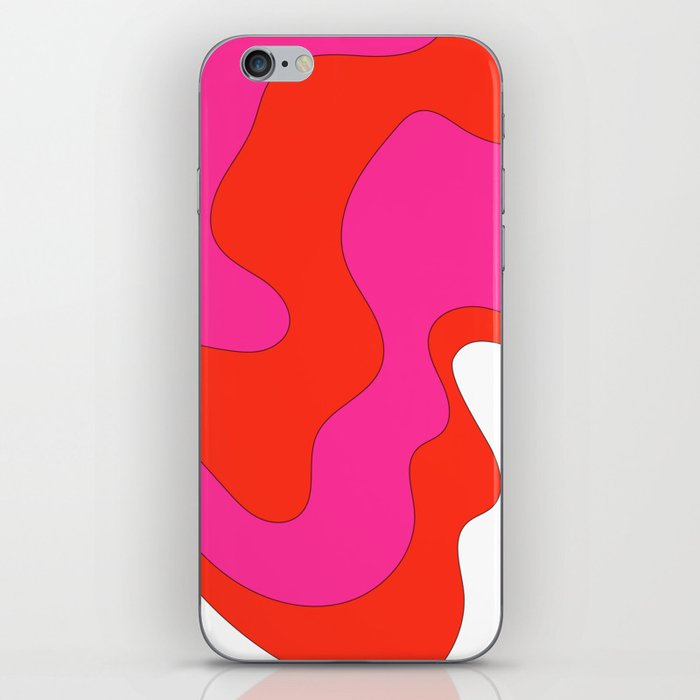 Liquid - Colorful Retro Fluid Summer Vibes Beach Design Rainbow Pattern Pink and Red iPhone Skin
