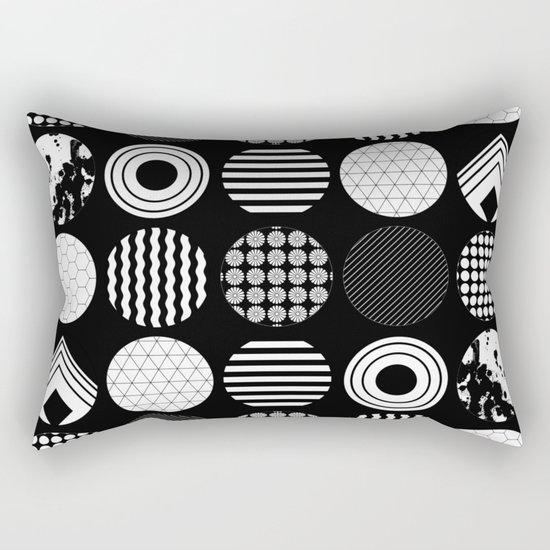 Ecelctic Geometric 2 - Black and white multi patterned design Rectangular Pillow