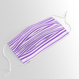 [ Thumbnail: Purple and White Colored Striped Pattern Face Mask ]