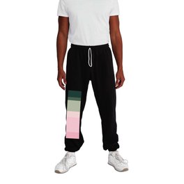 Esay - Green and Pink Geometric Minimal Stripe Pattern Design  Sweatpants