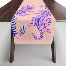 Pink Twin Tigers | Moon Star - Pink Tiger | Christmas Eve 2021, 2022 Year of Tiger Pattern Table Runner