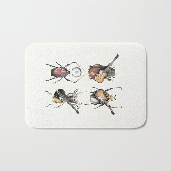 Meet the Beetles (white option) Bath Mat
