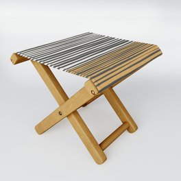 Natural Stripes Modern Minimalist Colour Block Pattern in Charcoal Grey, Mustard Gold, and Beige Cream Folding Stool