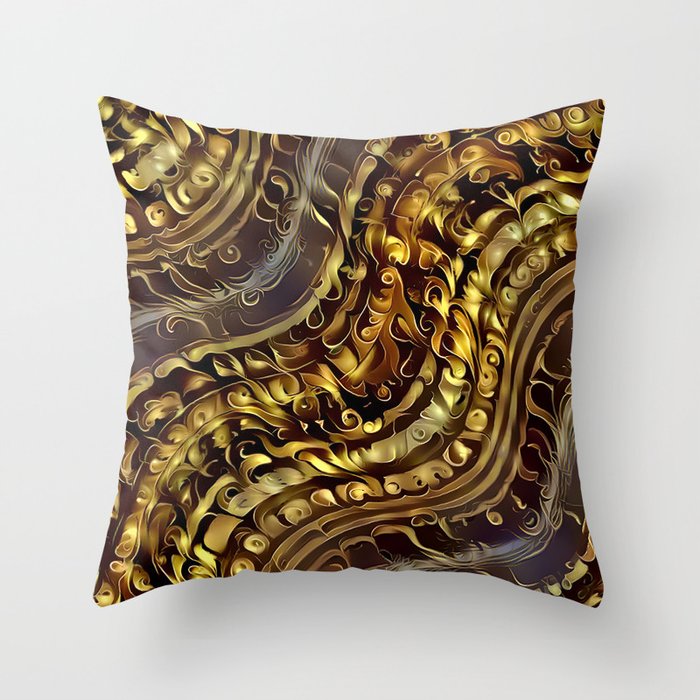 Original Wave Gold Art Collection Throw Pillow