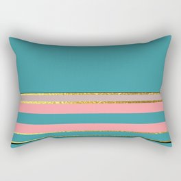 Teal With Pink And Gold Rectangular Pillow