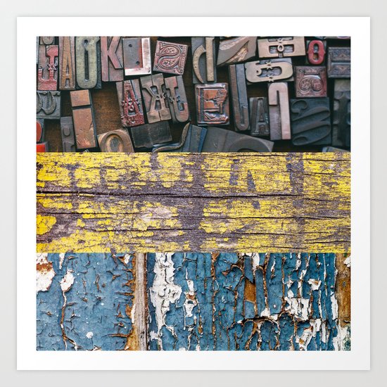 patchwork 5 wood Art Print