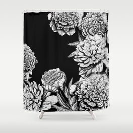 FLOWERS IN BLACK AND WHITE Shower Curtain