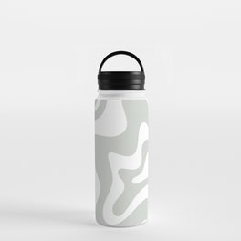 Liquid Swirl Abstract Pattern in Light Sage Gray and White Water Bottle