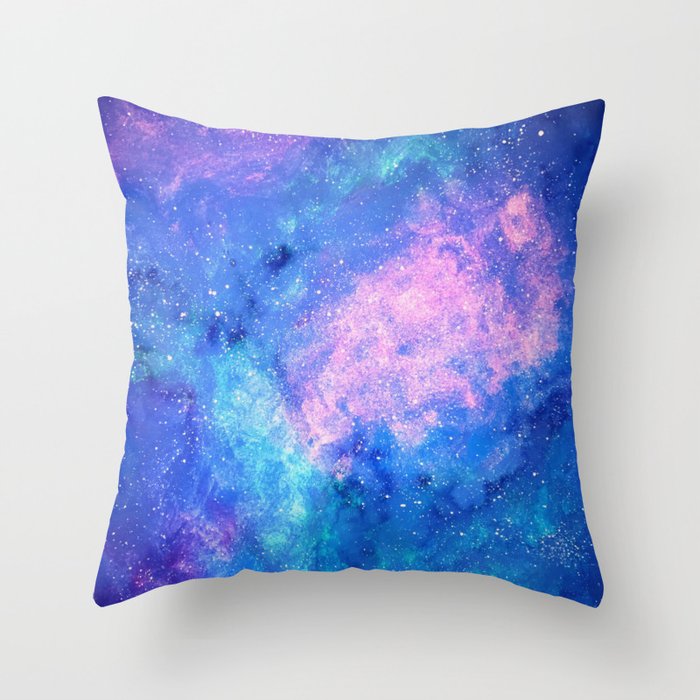 Cloud Galaxy with Stars Throw Pillow