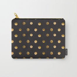 Abstract polka dot illustration pattern.Cute hand drawn gold and black ink design elements, luxury, golden, sparkle, glitter on dark background Carry-All Pouch