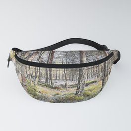 Scottish Highlands Spring Pine Forest Scene in  I Art and Afterglow Fanny Pack
